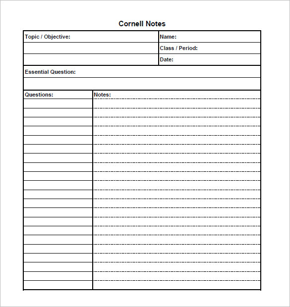 How To Make A Cornell Note Template On Google Docs