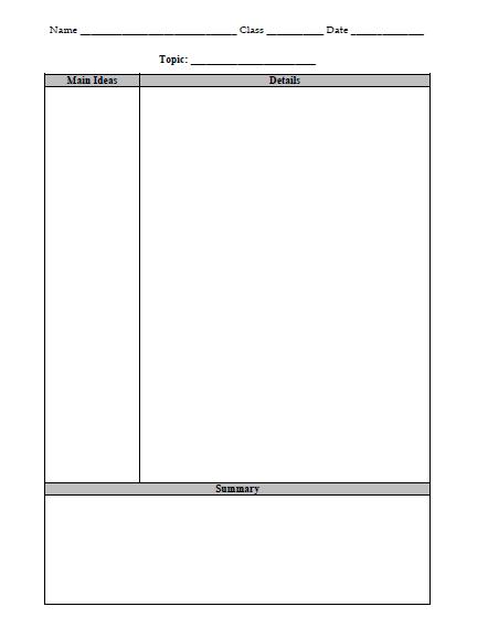 Cornell Note taking System template template for penultimate