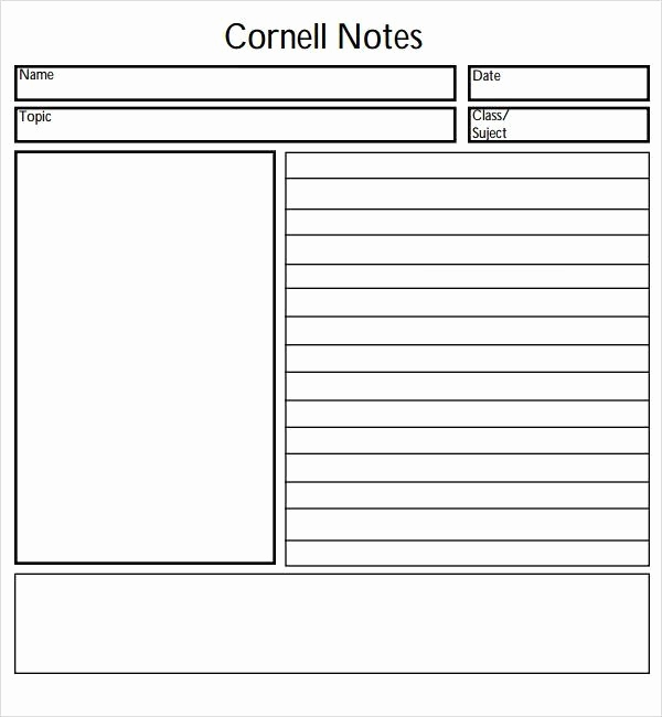 Fillable Online Cornell Note taking Template Lined Fax Email Print 