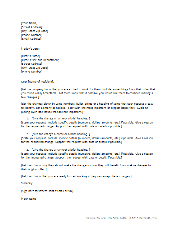 Counter Offer Letter Business Mentor