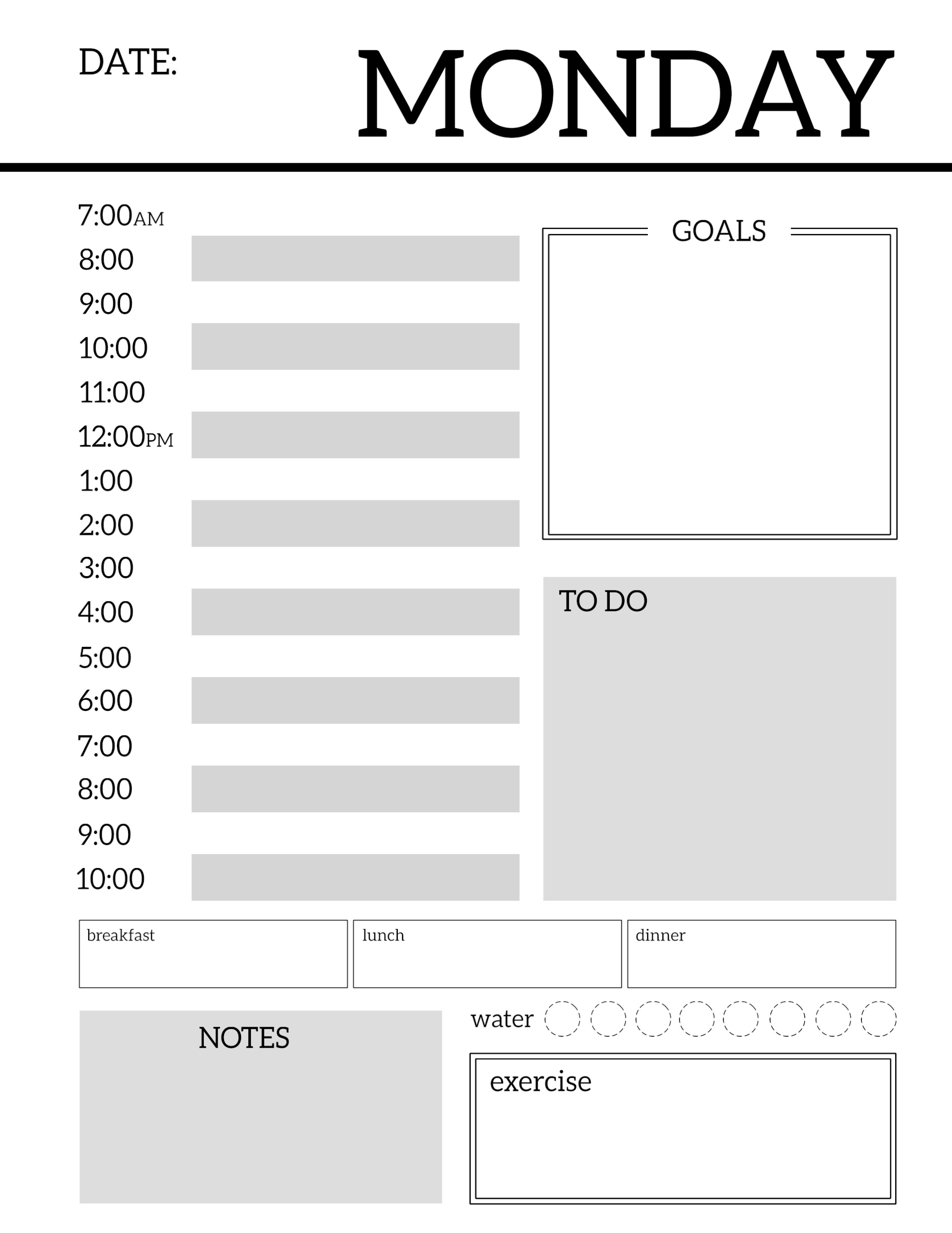 Daily Planner Printable Template Sheets   Paper Trail Design