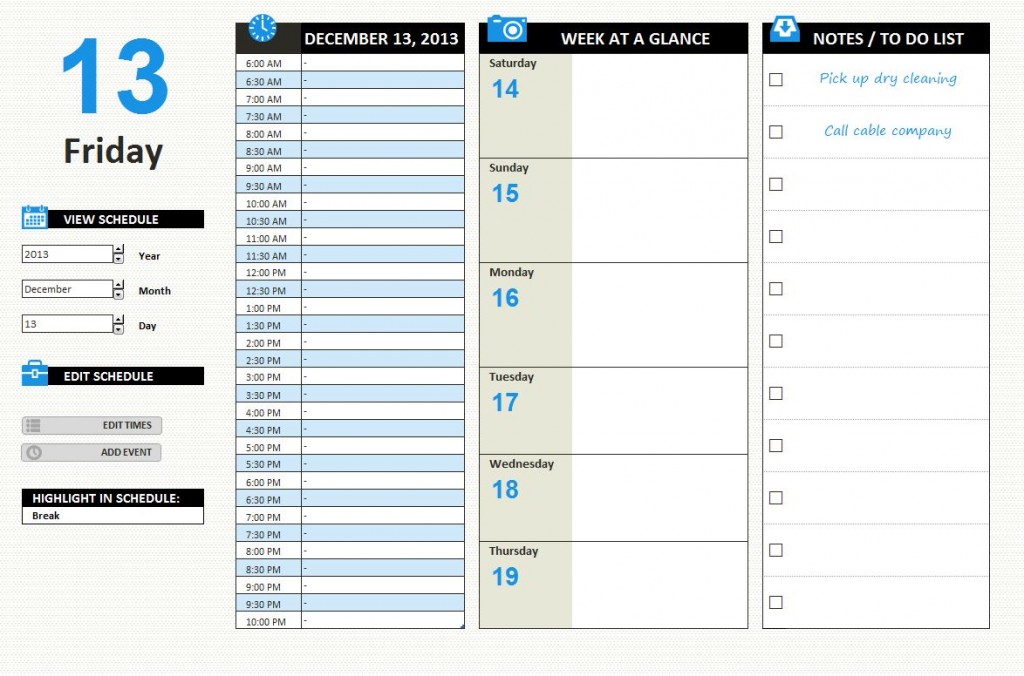 daily timetable template excel   Ecza.solinf.co
