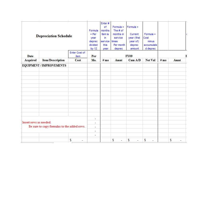 Depreciation Schedule Templates   7+ Free Word, Excel, PDF 