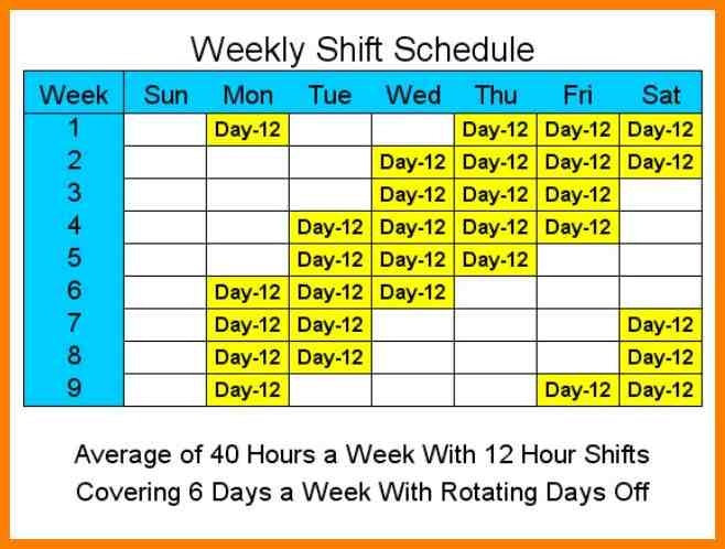 Dupont shift schedule 12 hour schedules for 6 days a week 848 