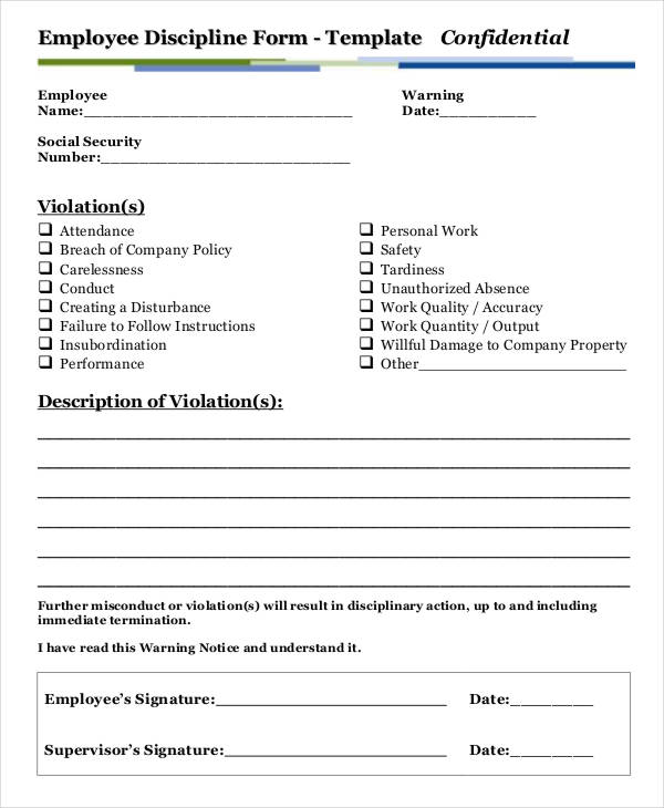 Employee Disciplinary Write Up Form Template