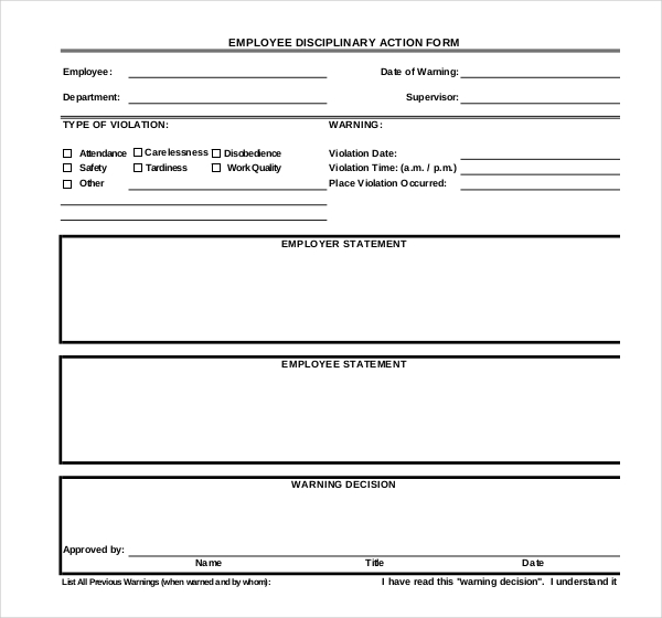 40 Employee Disciplinary Action Forms   Template Lab