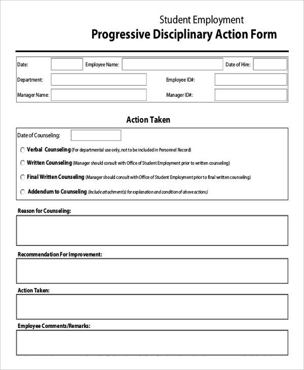 employee disciplinary form template disciplinary forms for 