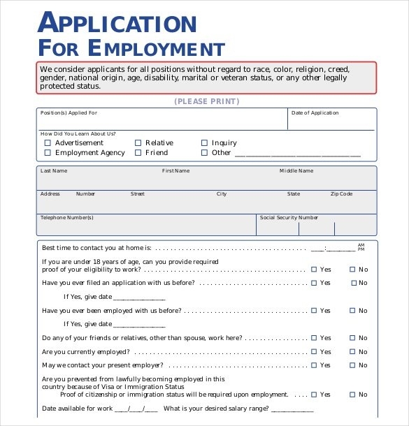 free employment application template word free downloadable job 