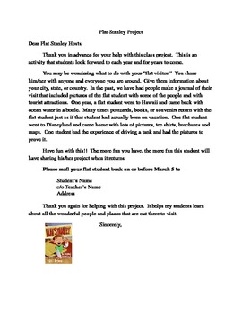 Flat Stanley Project Host Letter by Anitra Clark | TpT