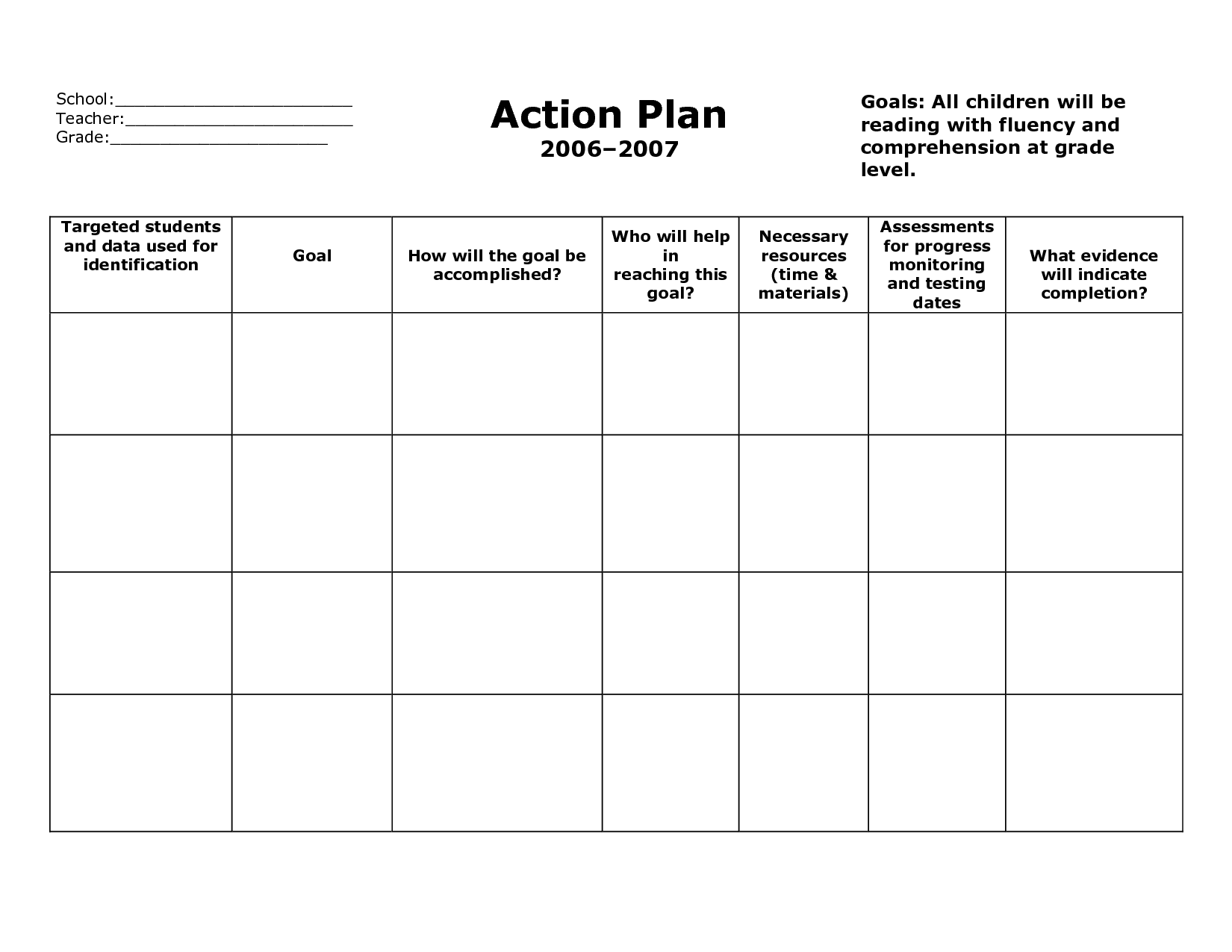 simple school action plan template sample helloalive free word 