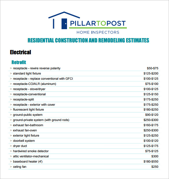 Free Contractor Estimate Forms Business Mentor