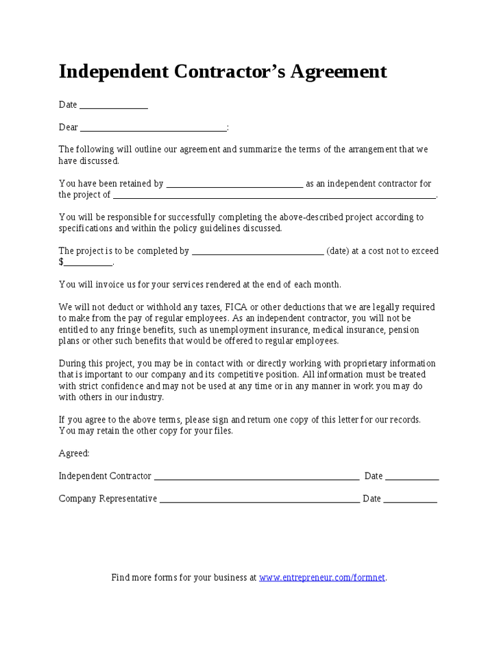 independent consultant agreement template simple consulting 