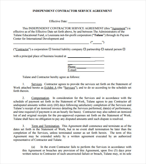 independent contractor agreement template free sample independent 