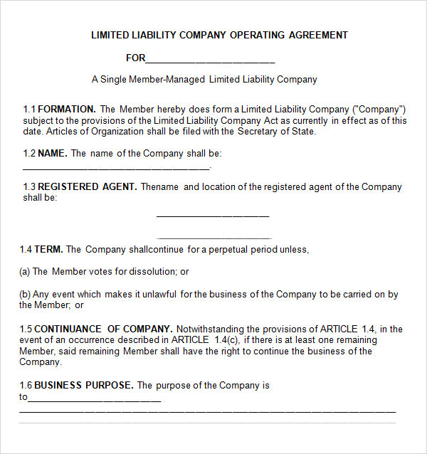 Free Operating Agreement Template Business Mentor