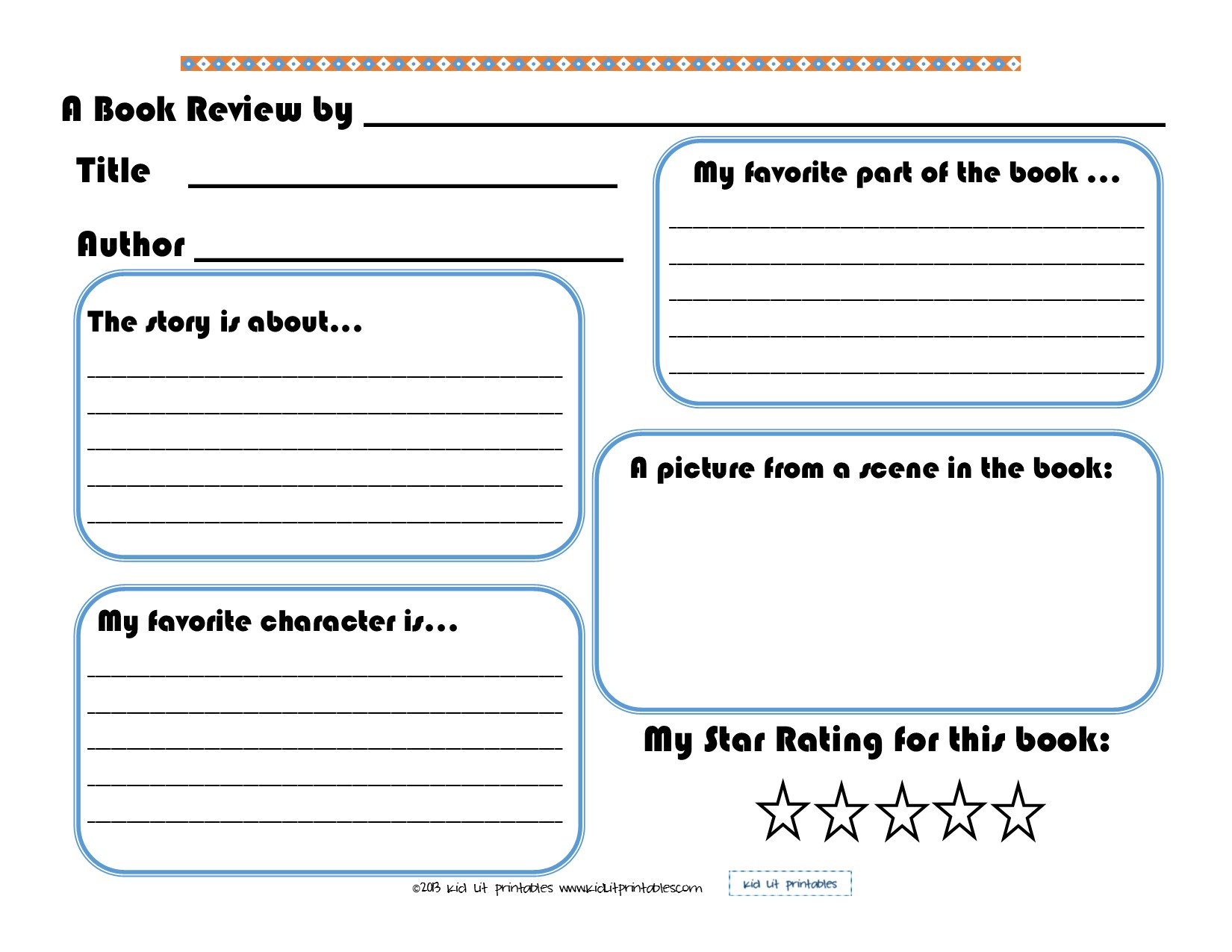 Elementary Book Report Template On Worksheet Printable  Free 