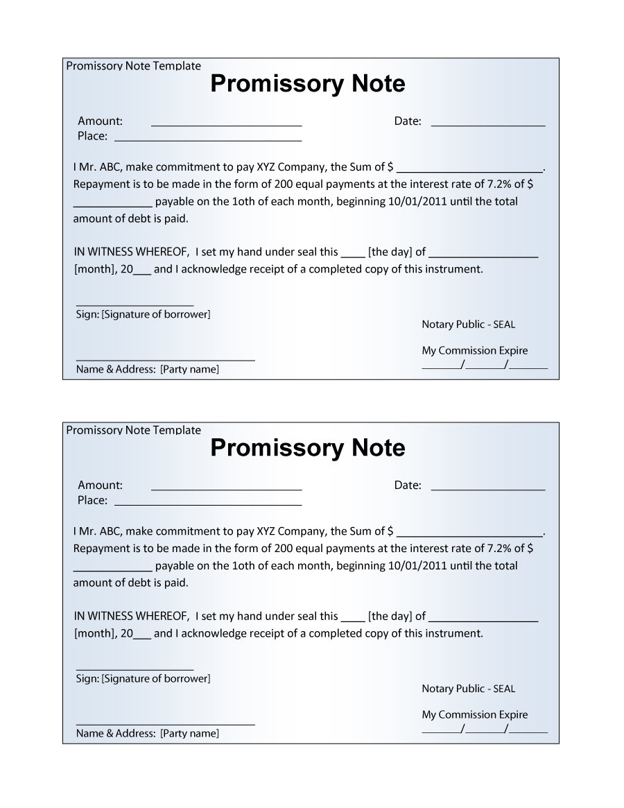 Free Promissory Note Template Word Business Mentor