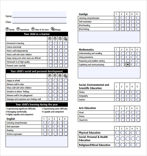 report card template free   Ecza.solinf.co
