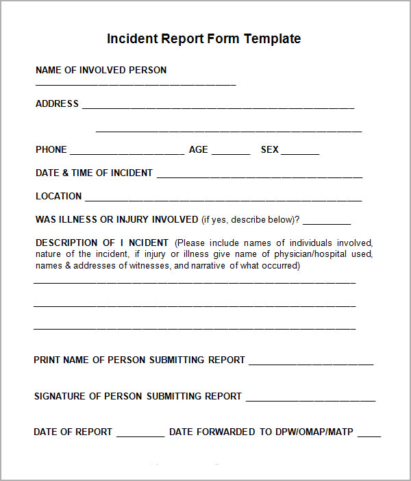 accident incident report forms templates   Ecza.solinf.co