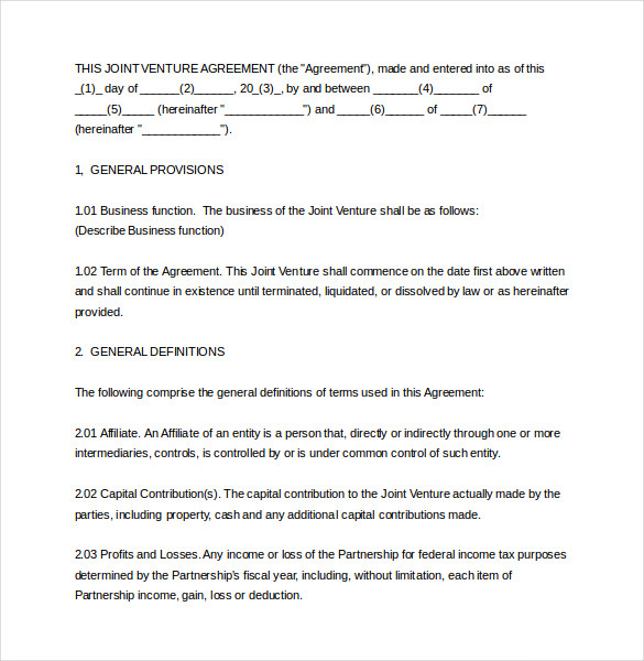 joint venture agreement template pdf joint venture agreement 