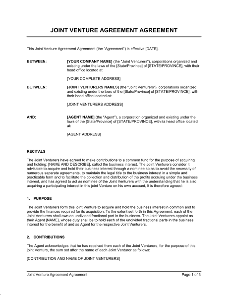 joint venture agreement sample doc   Ecza.solinf.co