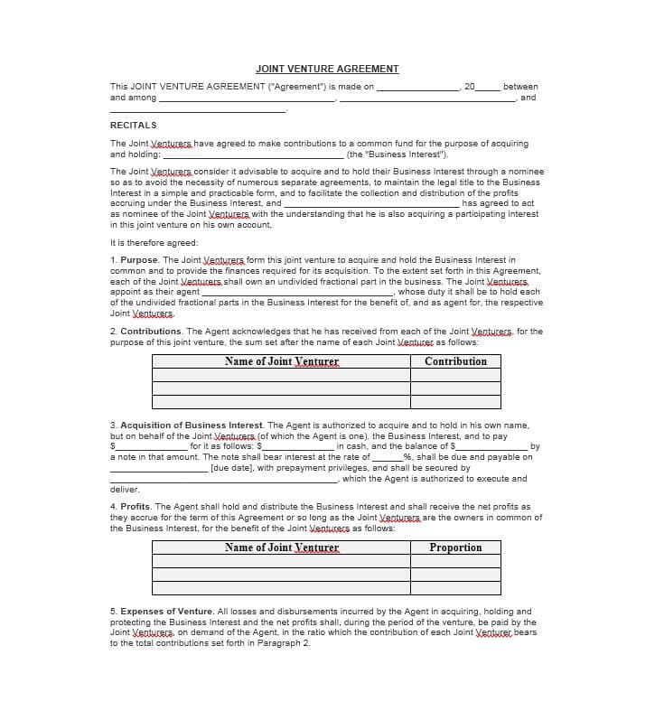 53 Simple Joint Venture Agreement Templates [PDF, DOC]   Template Lab