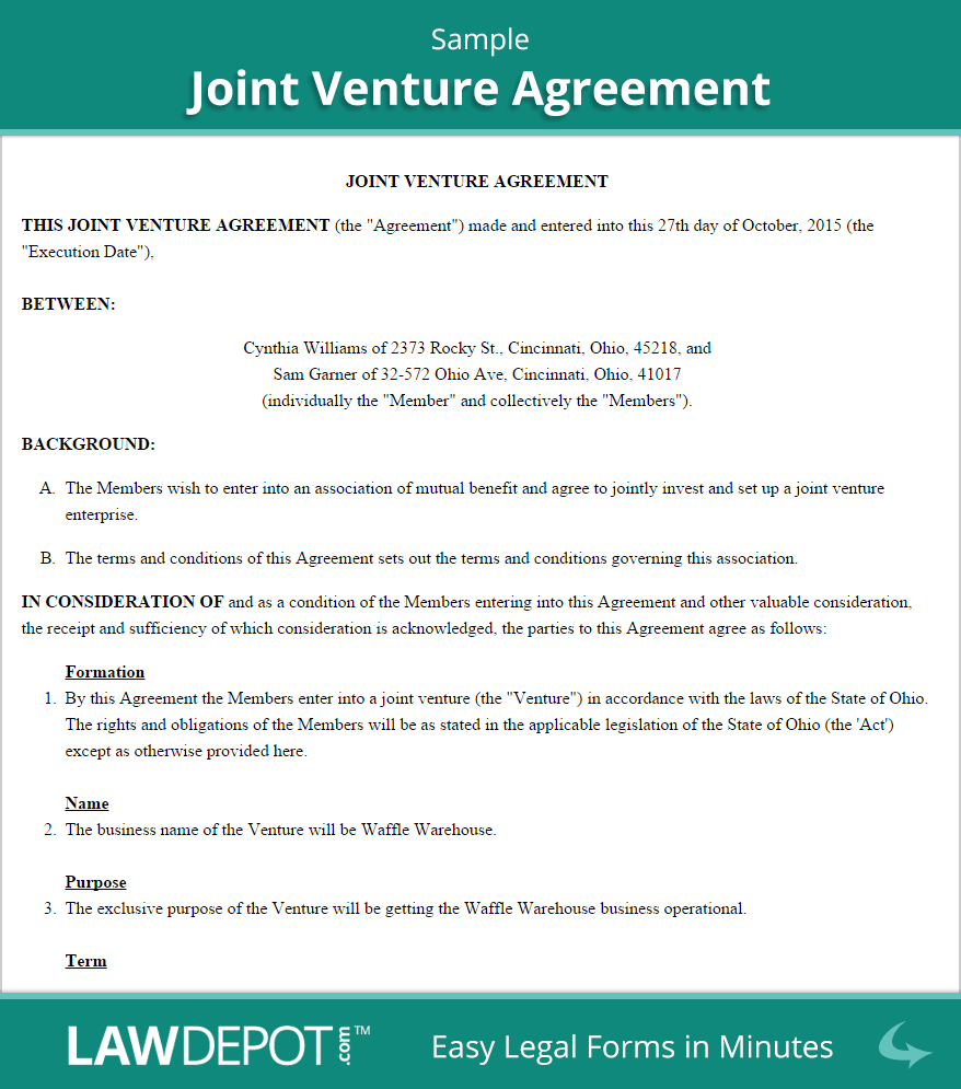 joint venture agreement template   Ecza.solinf.co