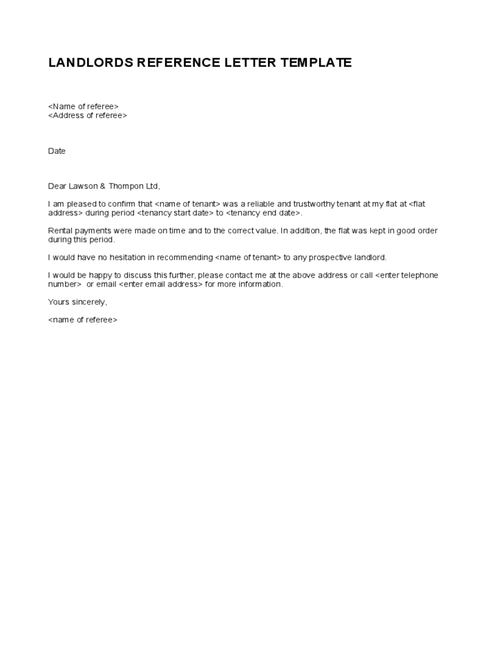 landlord recommendation letter   Teacheng.us