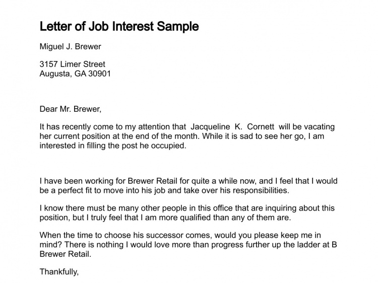 Sample Letter Of Interest For A Job Position | aplg planetariums.org