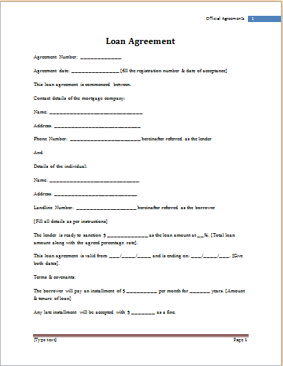 loan agreement template word loan agreement template microsoft 