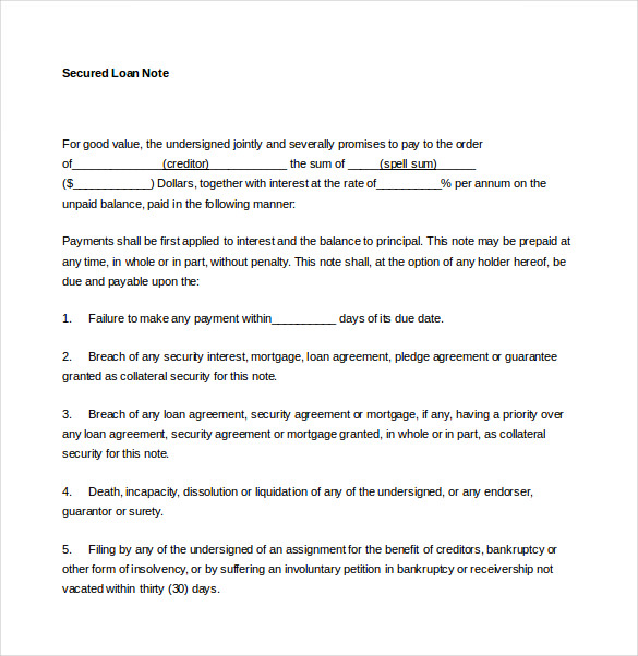 loan note agreement template loan note template 8 free word pdf 