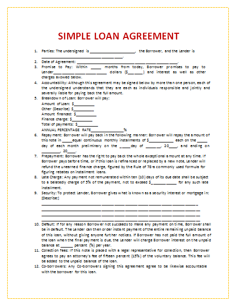 microsoft word loan agreement template loan agreement template 