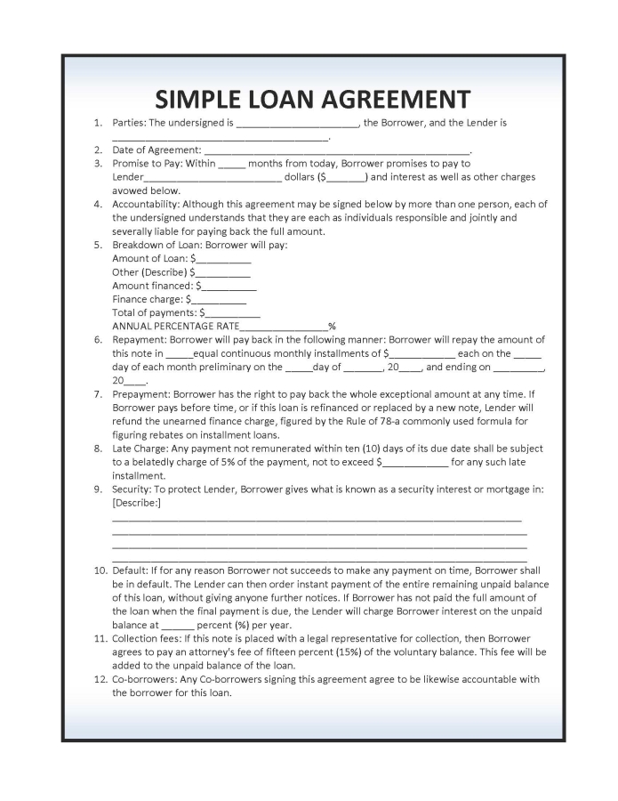 Simple Loan Agreements Simple Loan Agreement Template Word 