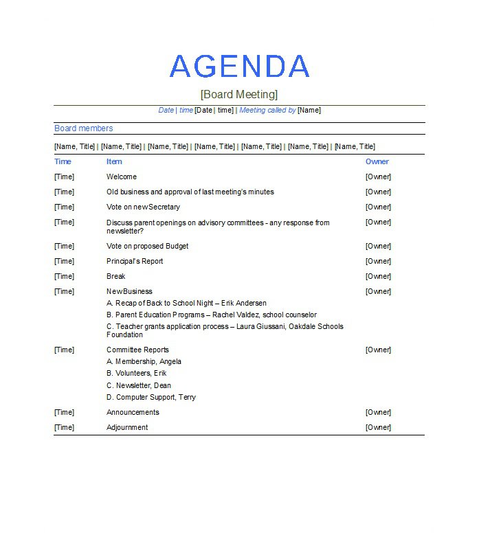 Free Meeting Agenda Template | Sample Meeting Agendas