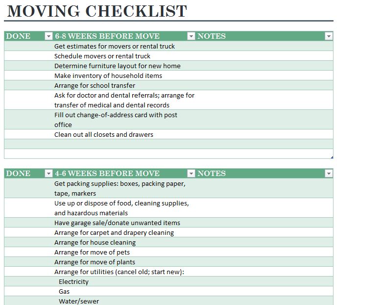 Moving Checklist Template – 19+ Word, Excel, PDF Documents 