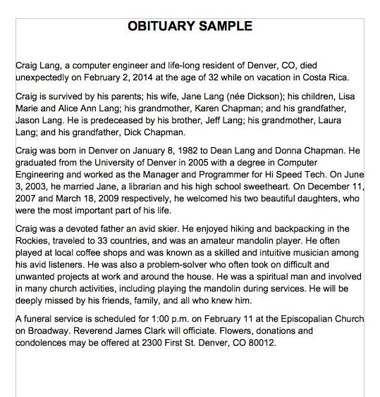 25+ Obituary Templates and Samples   Template Lab | science 