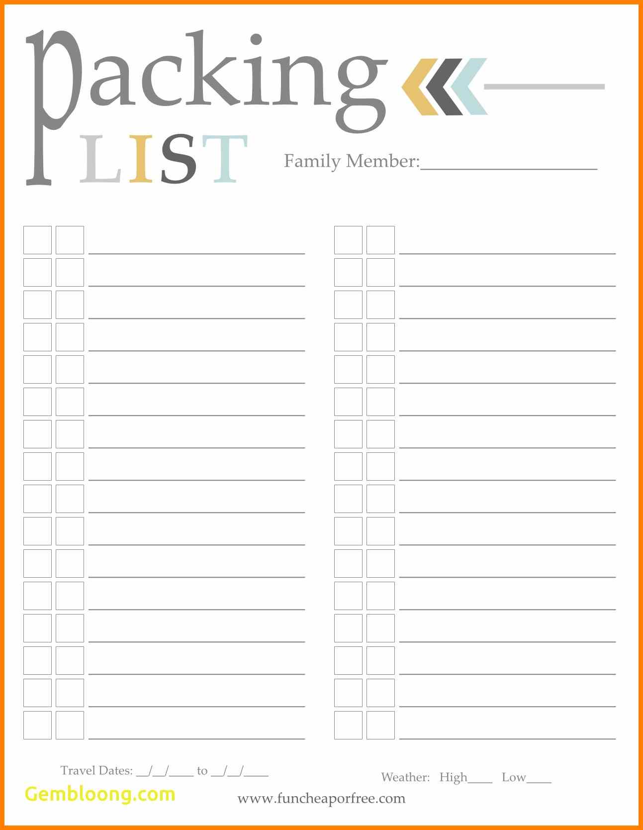 Packing List Template Business Mentor