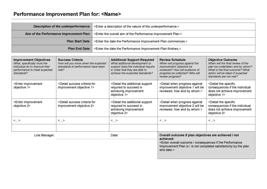 Performance Plan Examples | Business Mentor