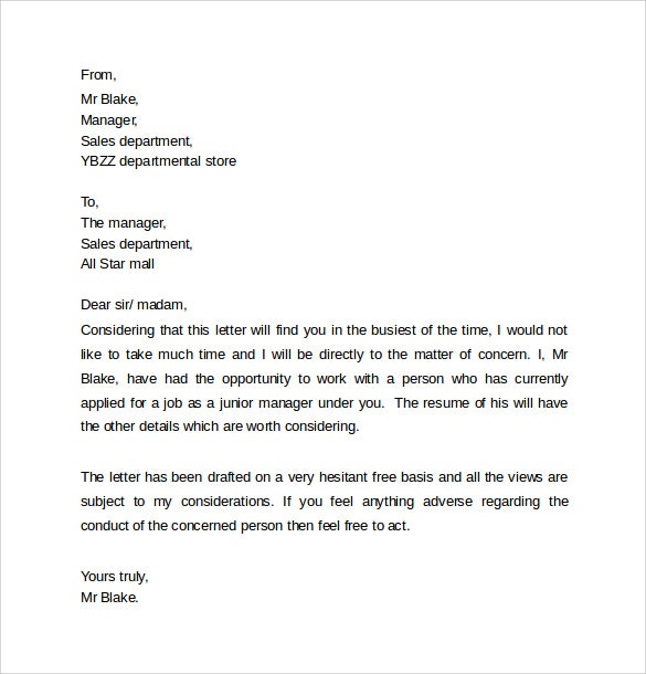microsoft word reference letter template personal letter of 