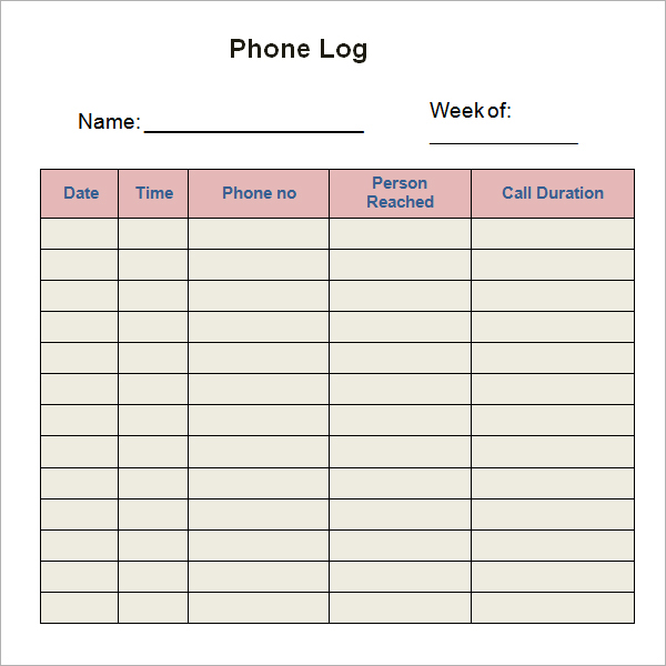 15+ Call Log Templates   DOC, PDF, Excel | Free & Premium Templates