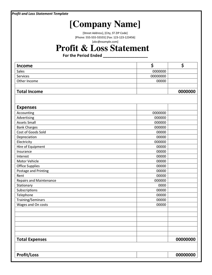 form profit and loss statement   Ecza.solinf.co
