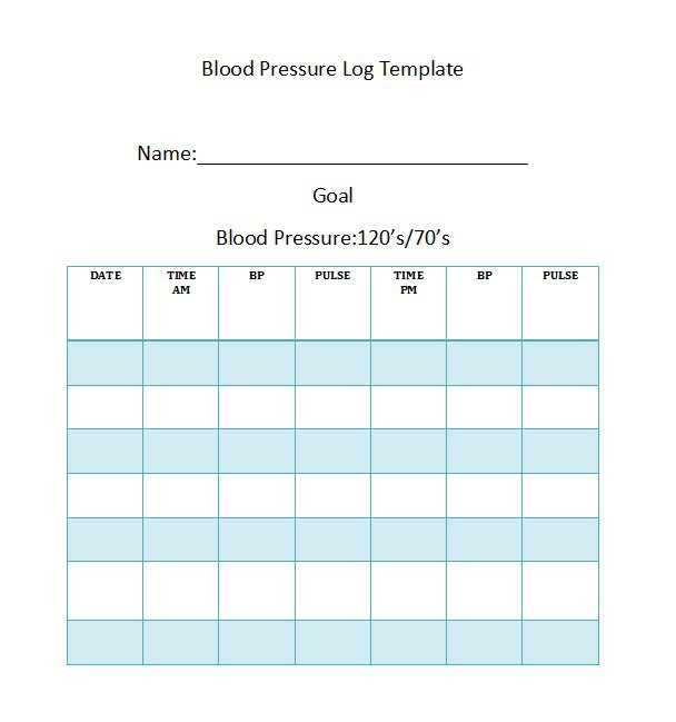 30+ Printable Blood Pressure Log Templates   Template Lab