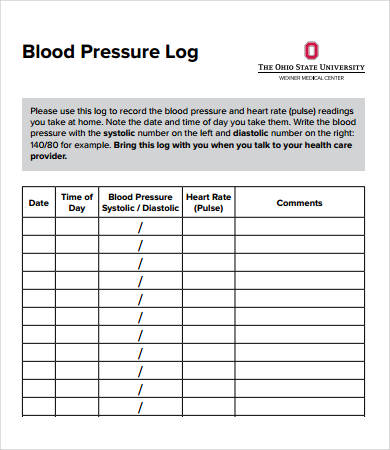printable blood pressure log   Gecce.tackletarts.co