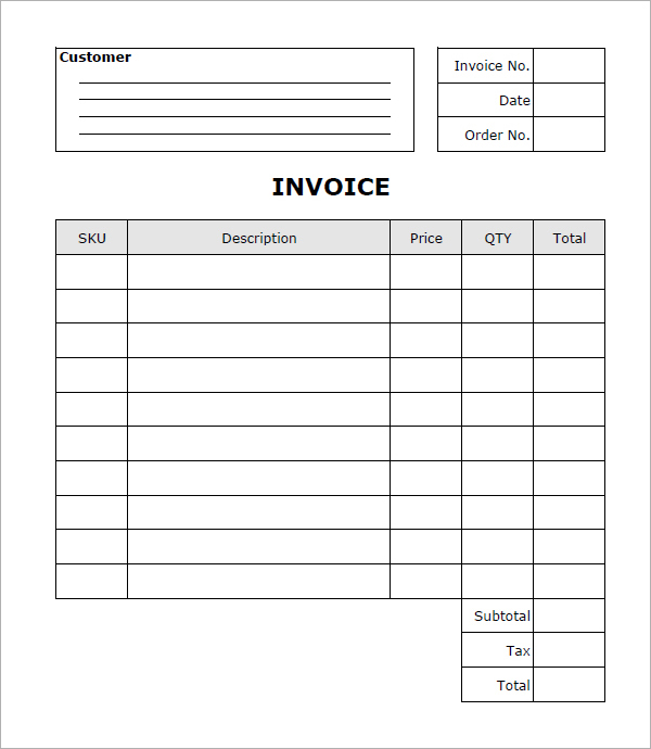 Printable Invoice Templates | calendar month printable