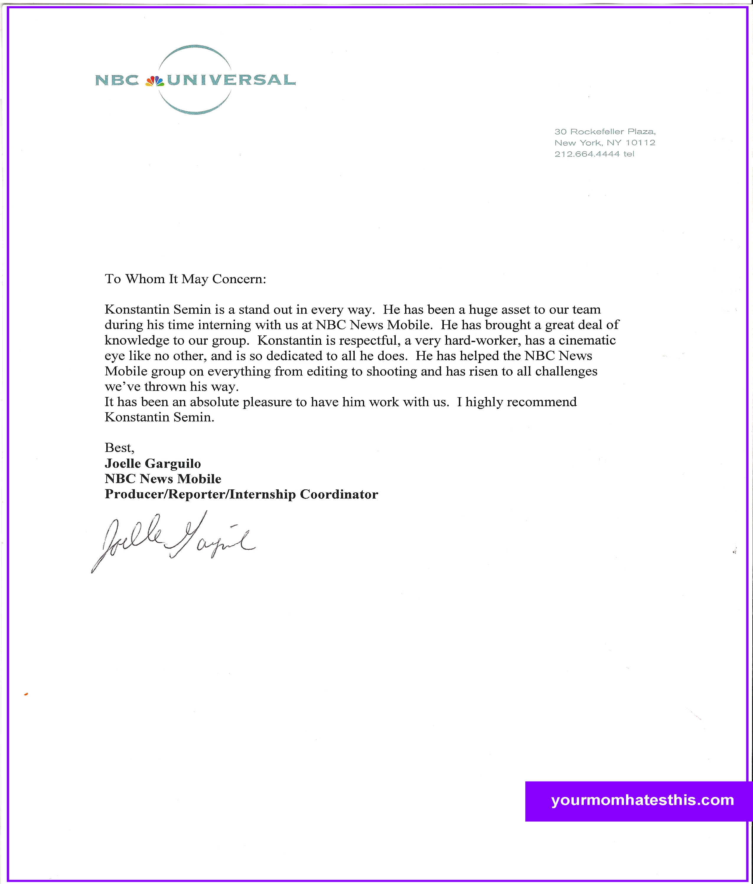 Printable Letter Of Recommendation | Business Mentor