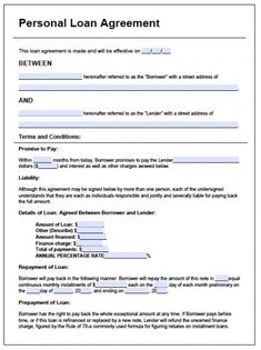Personal Loan Agreement | Printable Agreements   private loan 