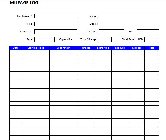 Vehicle Mileage Log   Expense Form   Free PDF Download