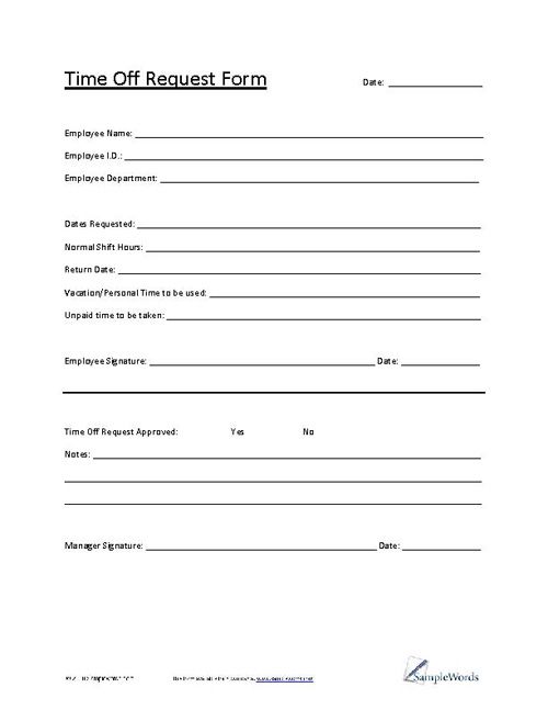14 Free Time Off Request Forms | Sample Templates