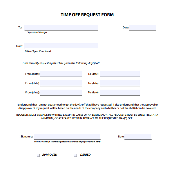 24 Time Off Request Forms to Download | Sample Templates