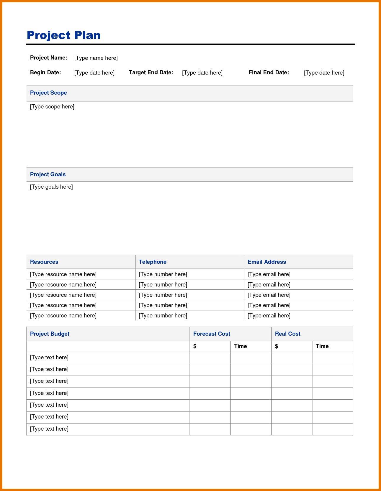 free project plan template word   Ecza.solinf.co