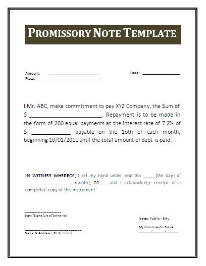 free promissory note template for personal loan free promissory 